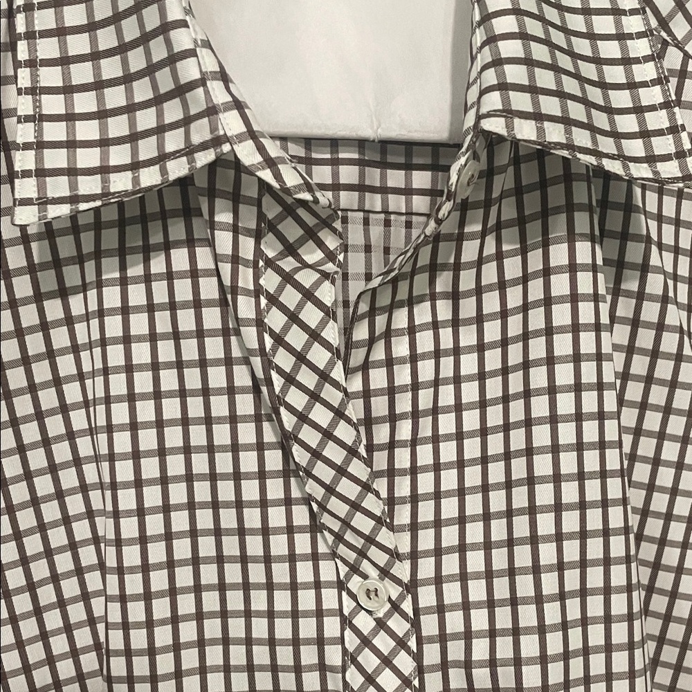 Finley Joey roll sleeve Brown and White Checkered Tunic - Picture 5 of 9